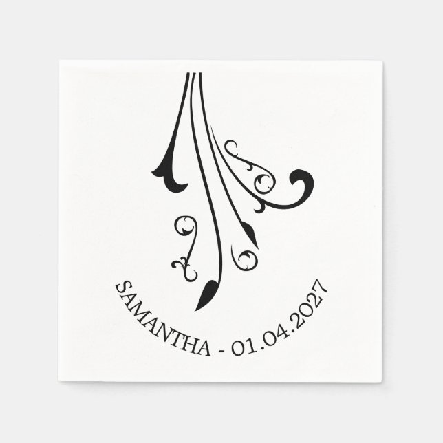 Swirl Ornaments Horror Black Gothic Serviette (Vorderseite)