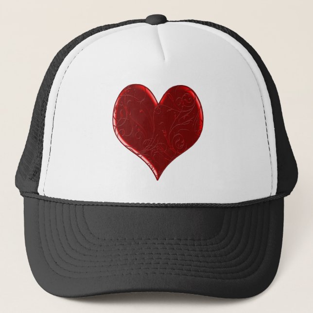 Swirl Overlaid Heart Hat Truckerkappe (Vorderseite)