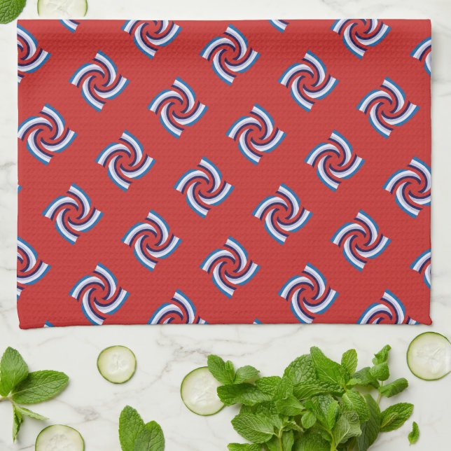 Swirl Pattern - Navy Blue White Sky Blue Handtuch (Gefaltet)