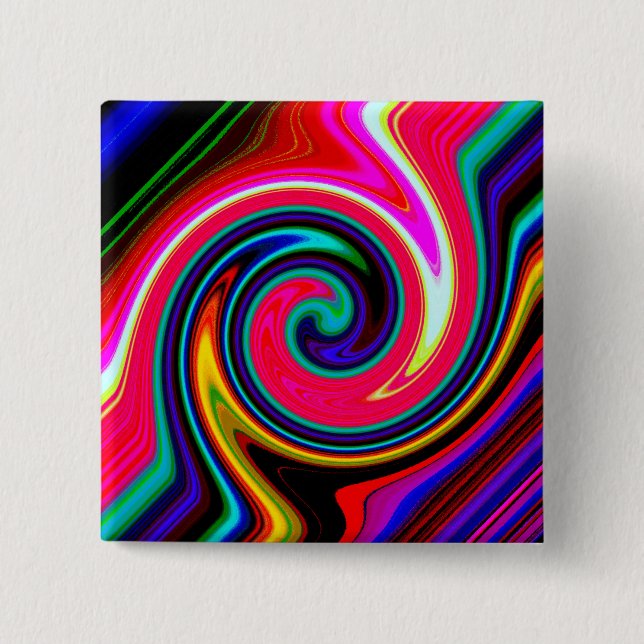 Swirl Retro Neon Red Button (Vorderseite)