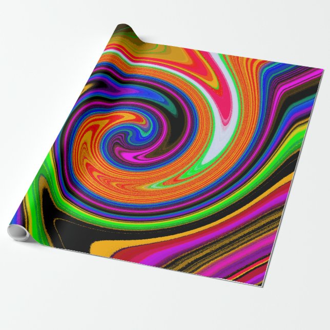 Swirl Retro Orange Geschenkpapier (Ungerollt)