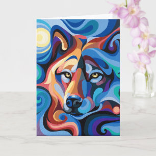 Swirl Spirits Wolf Faltgedeckte Grußkarte Wildlife Karte