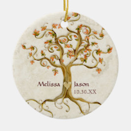 Swirl Tree Roots Antike Personalisierte Namen Herz Keramikornament