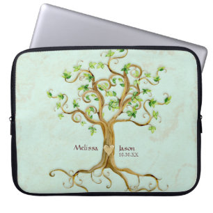 Swirl Tree Roots Antike Personalisierte Namen Herz Laptopschutzhülle