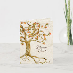 Swirl Tree Roots Antike Tan Custom Thank You Note Dankeskarte