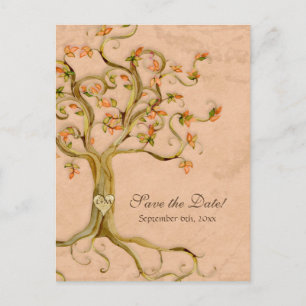 Swirl Tree Roots Antikes Parchment Hochzeit Gerett Ankündigungspostkarte
