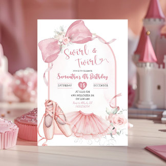 Swirl und Twirl Ballerina Pink Coquette Geburtstag Einladung
