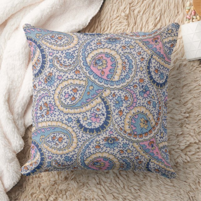 Swirling Blue Paisley Throw Kissen (Decke)