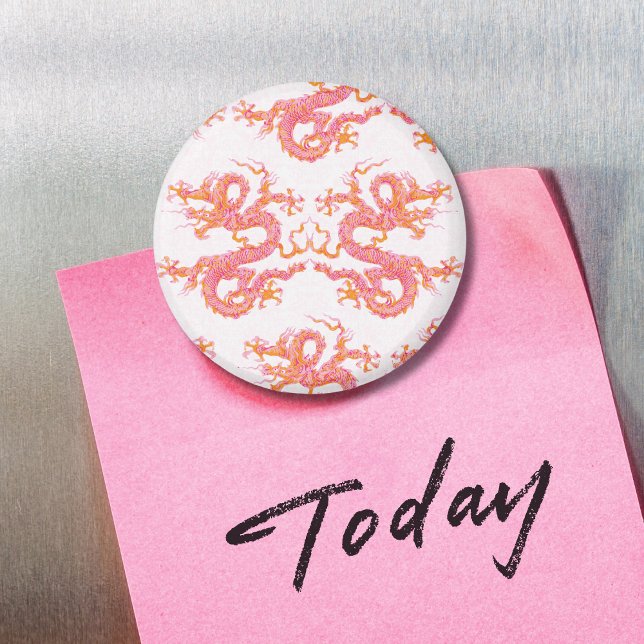 Swirling Dragon in Pink and Orange Magnet (Von Creator hochgeladen)