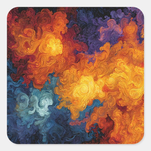 Swirling Elemental Nebula Abstract Quadratischer Aufkleber (Vorderseite)