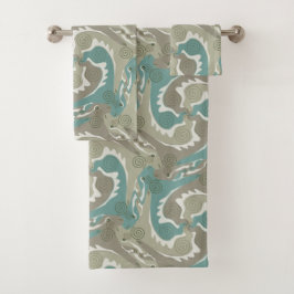 Swirling Hares 4 smaragdgrün Badezimmer Handtuch S Badhandtuch Set