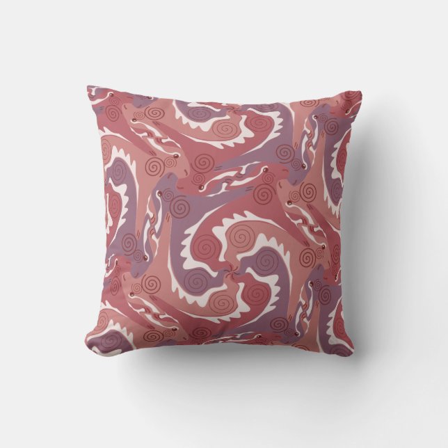 Swirling Hares Tesselung Weiches rotes Kissen 8 (Vorderseite)