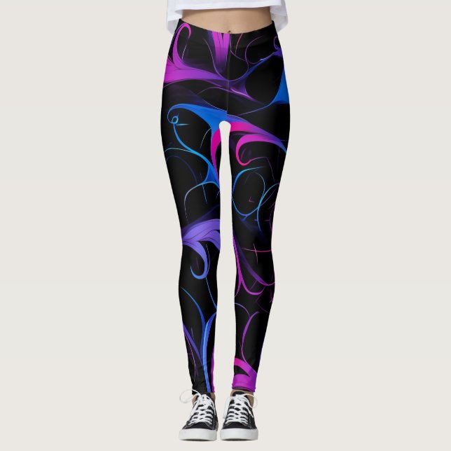 💫 Swirling Pink & Violet Pattern - Elegant & Myst Leggings (Vorderseite)