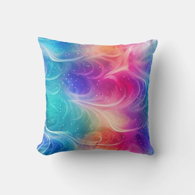 Swirling Rainbow Abstract Throw Pillow Kissen (Vorderseite)