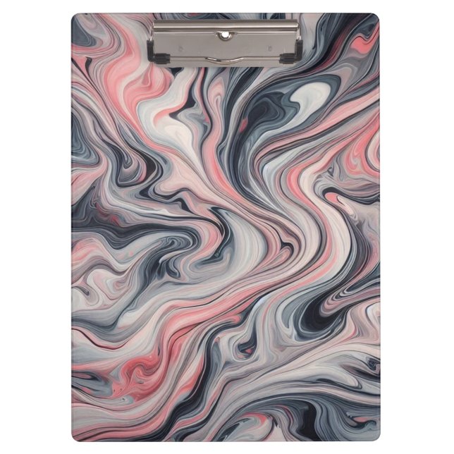 Swirling Shades of Pink, Grey, and White Klemmbrett (Vorderseite)