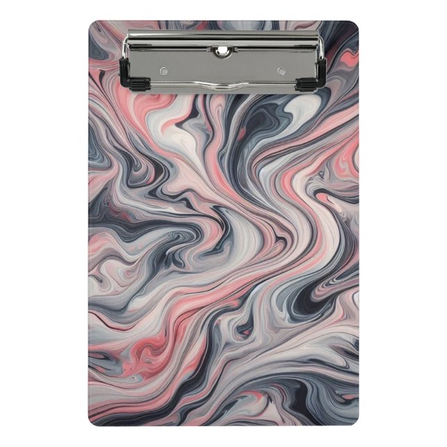 Swirling Shades of Pink, Grey, and White Mini Klemmbrett (Vorderseite)