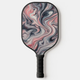 Swirling Shades of Pink, Grey, and White Pickleball Schläger