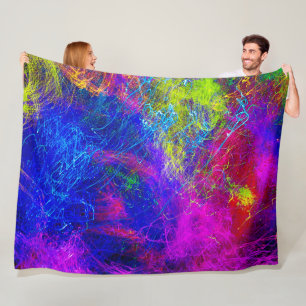 Swirling String Painting Multi Color Design Fleecedecke