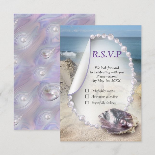 Swirling symphony with the mother of pearls RSVP karte (Vorne/Hinten)