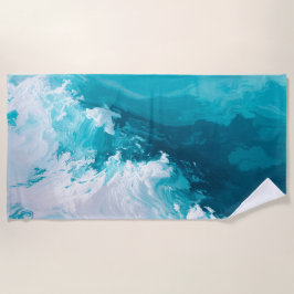 Swirling Turquoise Waves Abstract Ocean Wave Art Strandtuch