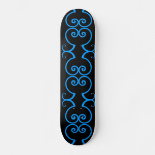 SWIRLS blue AND BLACK skateboard deck