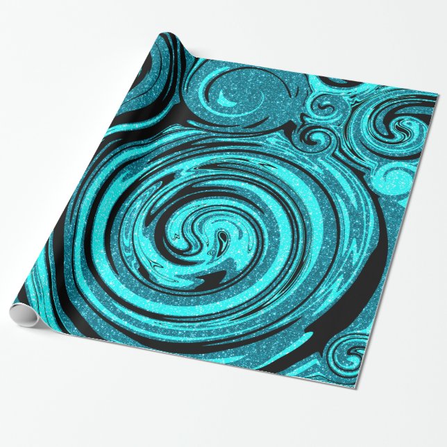 Swirren in Blau Geschenkpapier (Ungerollt)
