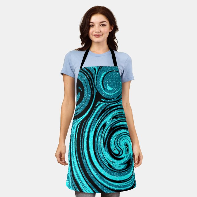 Swirren in Blau Schürze (Getragen)