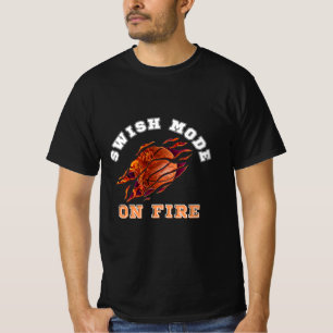 Swish Mode On Fire, Basketballtypografie T-Shirt