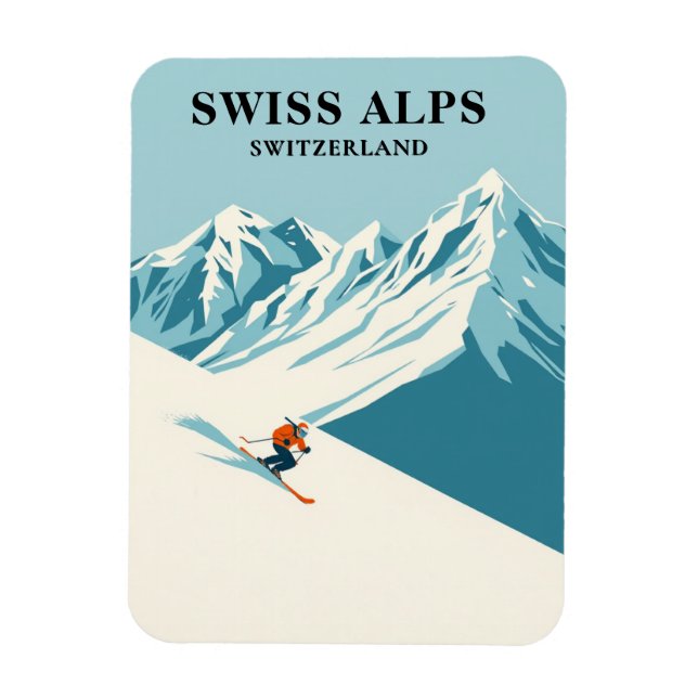 Swiss Alps Skier Reise Souvenir Magnet (Vertikal)