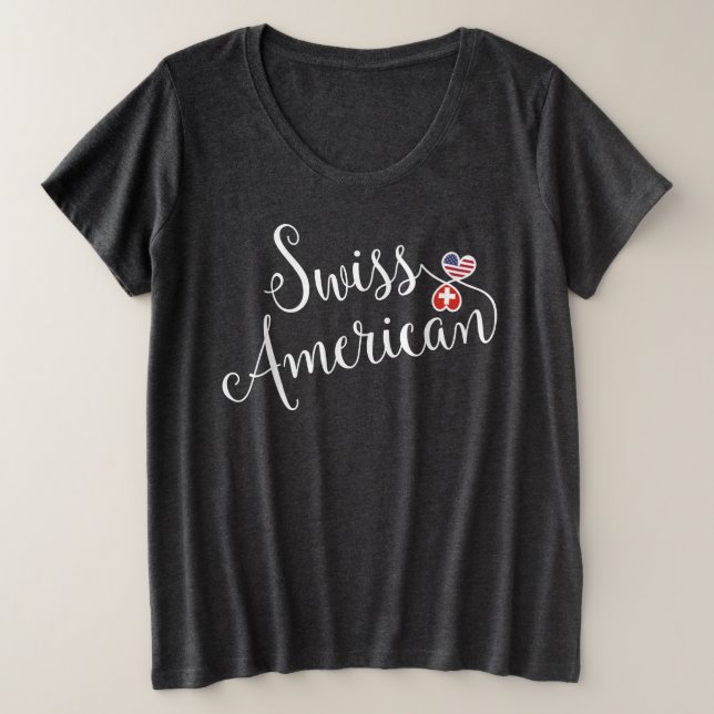 Swiss American Entwinted Hearts Große Größe T-Shirt (Design vorne)