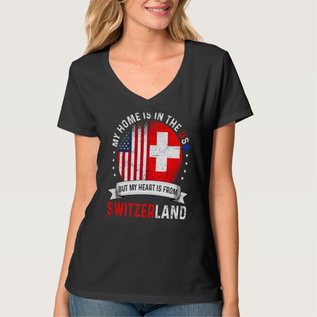 Swiss American Patriot Heart ist ein Schweizer F T-Shirt (Vorderseite)