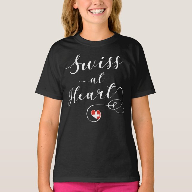Swiss At Heart, Schweiz T-Shirt (Vorderseite)