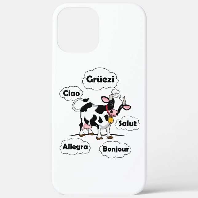 Swiss Cow Grüezi Bonjour Ciao Schweiz Reisen Case-Mate iPhone Hülle (Rückseite)