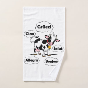 Swiss Cow Grüezi Bonjour Ciao Schweiz Reisen Handtuch