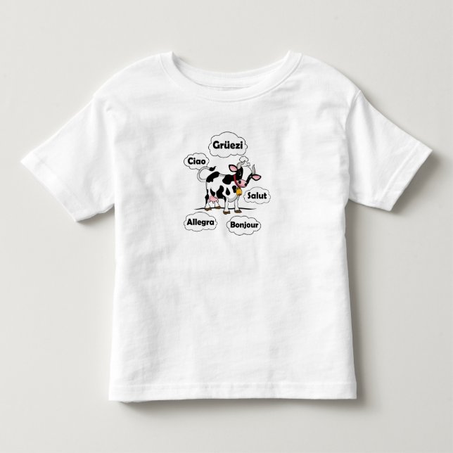 Swiss Cow Grüezi Bonjour Ciao Schweiz Reisen Kleinkind T-shirt (Vorderseite)