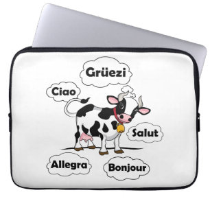 Swiss Cow Grüezi Bonjour Ciao Schweiz Reisen Laptopschutzhülle