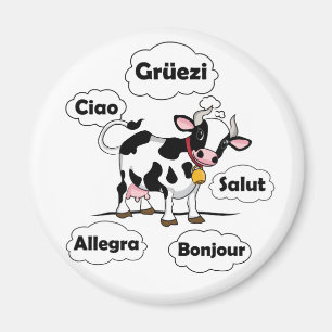 Swiss Cow Grüezi Bonjour Ciao Schweiz Reisen Magnet