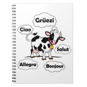 Swiss Cow Grüezi Bonjour Ciao Schweiz Reisen Notizblock
