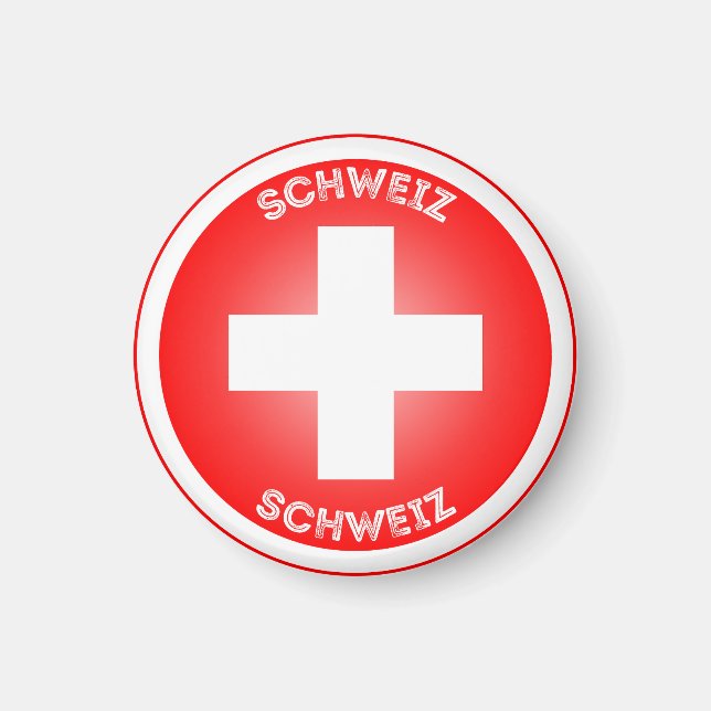 Swiss Cross Schweiz Circle Shape Magnet (Vorne)