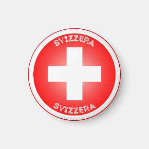 Swiss Cross Svizzera Circle Form Magnet