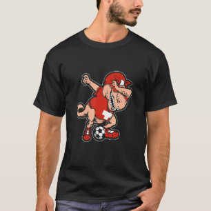 Swiss Dabbing Soccer TRex Dino Dab Soccer Switzer T-Shirt