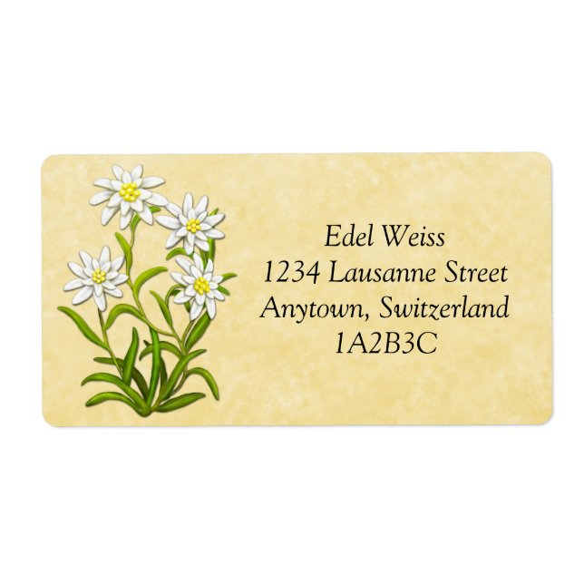 Swiss Edelweiss Flowers Étiquette personnalisable (Devant)