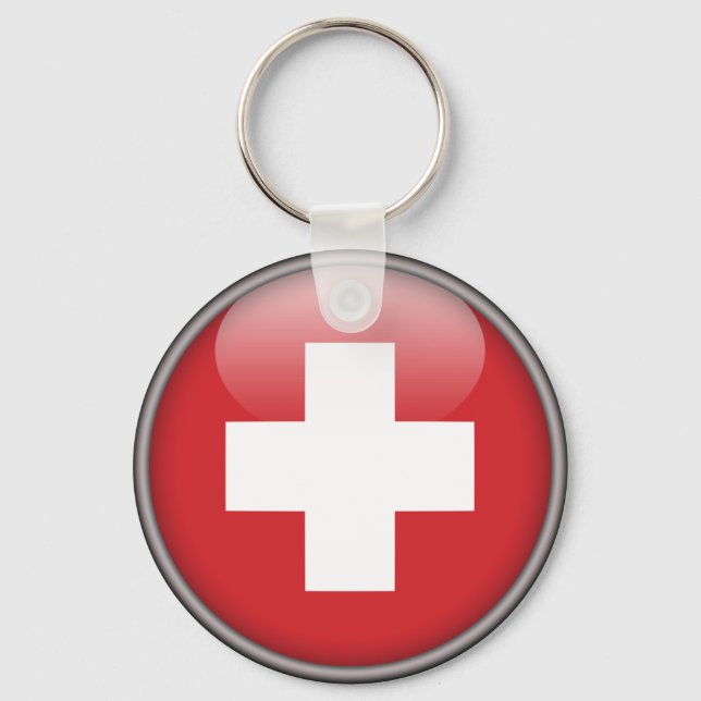Swiss Flag - Flag of Switzerland Schlüsselanhänger (Vorderseite)