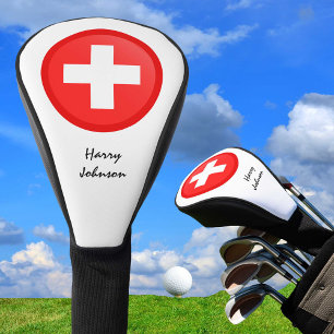 Swiss Flag & Mit Monogramm Golf Clubs Cover Cross Headcover