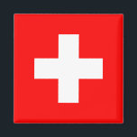Swiss Flag (Switzerland) Magnet<br><div class="desc">This design features the flag of Switzerland (officially the Swiss Confederation), which is a landlocked country in the middle of Europe. It is a federal republic, divided into 26 cantons; its capital city is Bern, while its largest city is Zurich. The country borders Germany to the north, Austria and Lichtenstein...</div>
