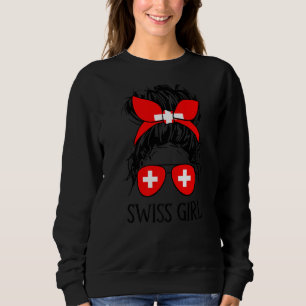 Swiss Girl Swiss Flag Schweiz Mama Messy Sweatshirt