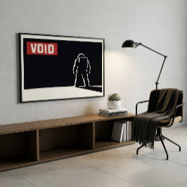 Swiss Minimalist Black Red White Astronaut Space  Poster