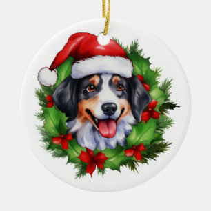 Swiss Mountain Dog Wreath Keramik Ornament