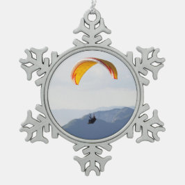 Swiss Paragliding Snowflake Orange Schneeflocken Zinn-Ornament