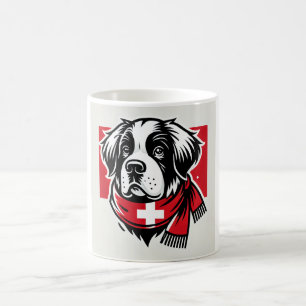 Swiss Saint Bernard Mug with Swiss Flag Scarf Kaffeetasse